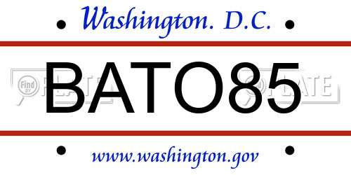 BATO85 District Of Columbia License Plate