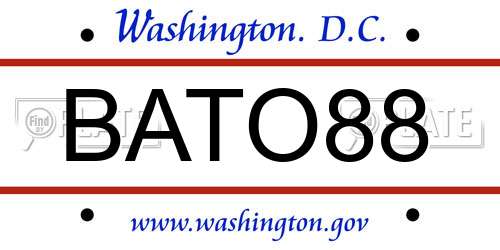 BATO88 District Of Columbia License Plate