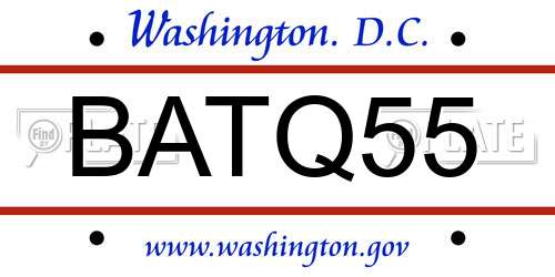 BATQ55 District Of Columbia License Plate