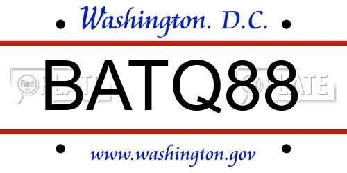 BATQ88 District Of Columbia License Plate