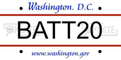 BATT20 District Of Columbia License Plate