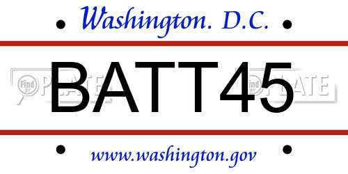 BATT45 District Of Columbia License Plate