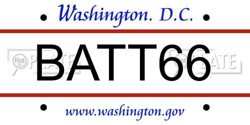 BATT66 District Of Columbia License Plate
