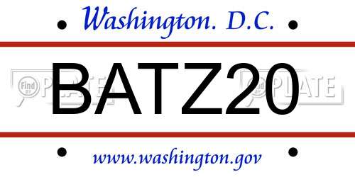 BATZ20 District Of Columbia License Plate