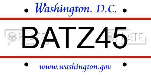 BATZ45 District Of Columbia License Plate