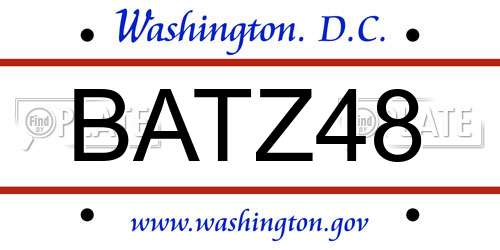 BATZ48 District Of Columbia License Plate