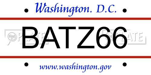BATZ66 District Of Columbia License Plate