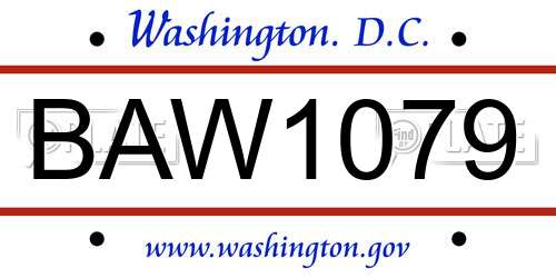 BAW1079 District Of Columbia License Plate