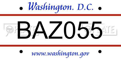 BAZ055 District Of Columbia License Plate