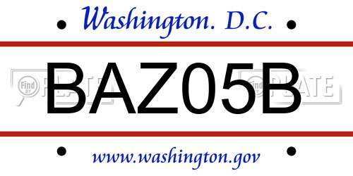 BAZ05B District Of Columbia License Plate