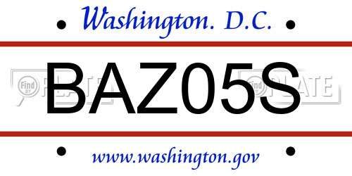 BAZ05S District Of Columbia License Plate