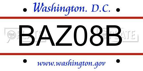 BAZ08B District Of Columbia License Plate