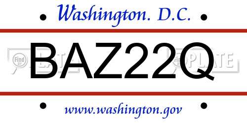 BAZ22Q District Of Columbia License Plate