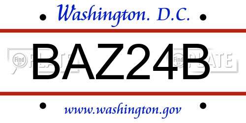 BAZ24B District Of Columbia License Plate