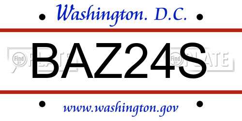 BAZ24S District Of Columbia License Plate