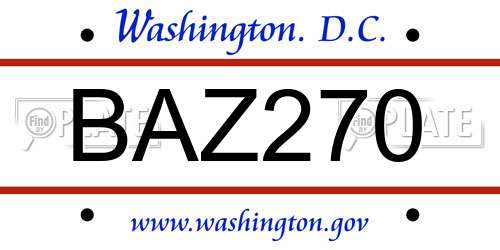 BAZ270 District Of Columbia License Plate