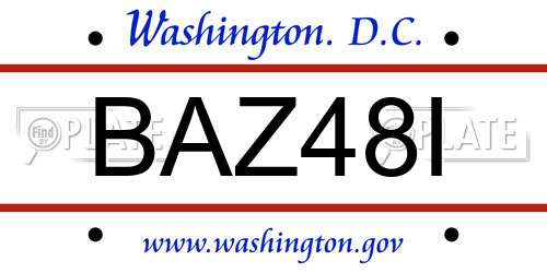 BAZ48I District Of Columbia License Plate