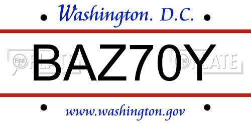BAZ70Y District Of Columbia License Plate
