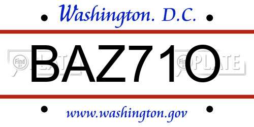 BAZ71O District Of Columbia License Plate