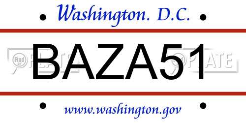 BAZA51 District Of Columbia License Plate