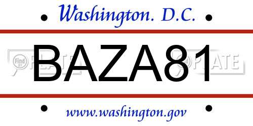 BAZA81 District Of Columbia License Plate