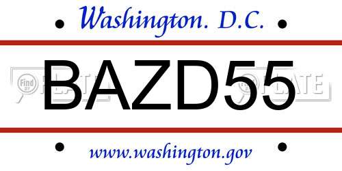 BAZD55 District Of Columbia License Plate