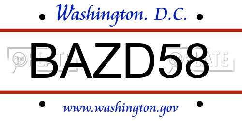 BAZD58 District Of Columbia License Plate