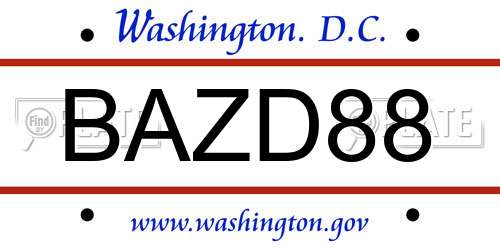 BAZD88 District Of Columbia License Plate