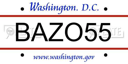 BAZO55 District Of Columbia License Plate