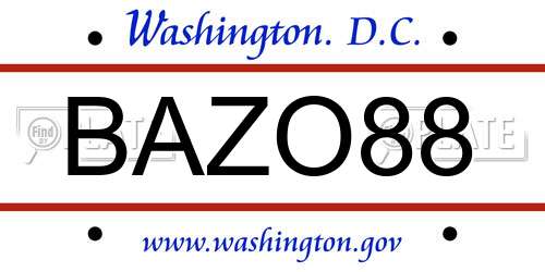 BAZO88 District Of Columbia License Plate