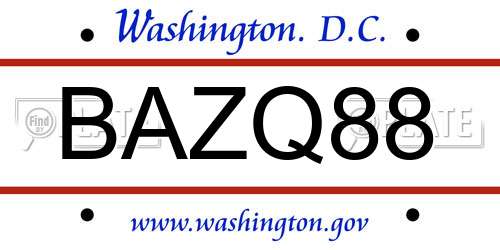 BAZQ88 District Of Columbia License Plate