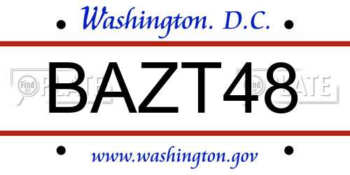 BAZT48 District Of Columbia License Plate