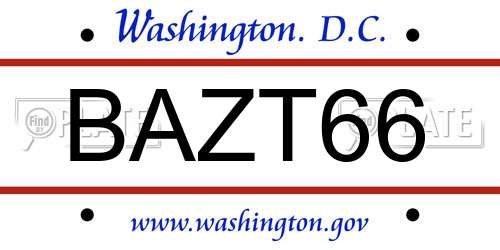 BAZT66 District Of Columbia License Plate