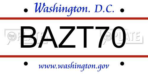 BAZT70 District Of Columbia License Plate
