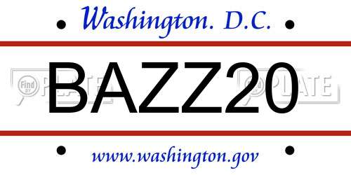 BAZZ20 District Of Columbia License Plate