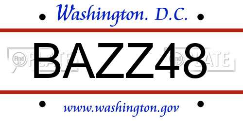 BAZZ48 District Of Columbia License Plate