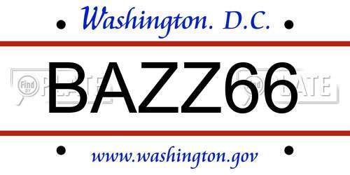 BAZZ66 District Of Columbia License Plate