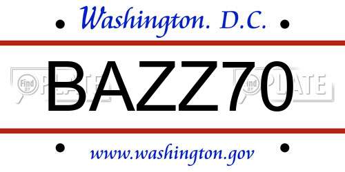BAZZ70 District Of Columbia License Plate