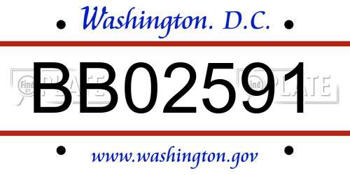 BB02591 District Of Columbia License Plate