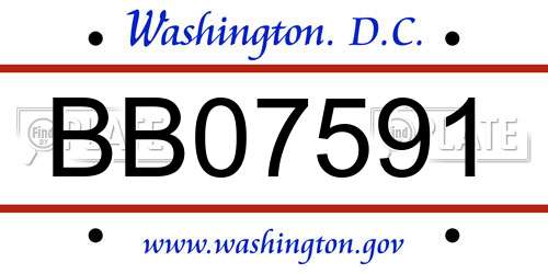 BB07591 District Of Columbia License Plate