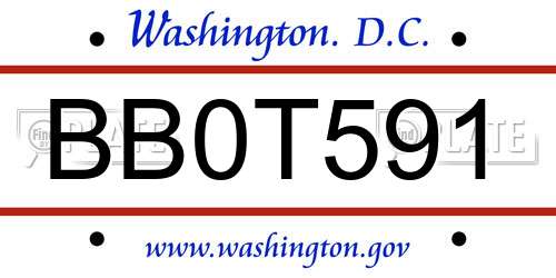 BB0T591 District Of Columbia License Plate