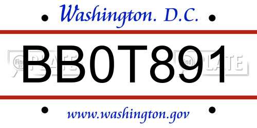 BB0T891 District Of Columbia License Plate