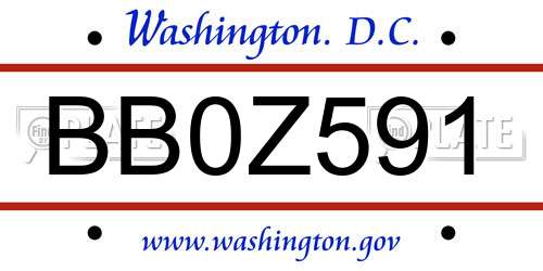 BB0Z591 District Of Columbia License Plate