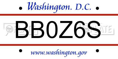 BB0Z6S District Of Columbia License Plate