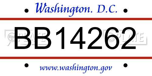 BB14262 District Of Columbia License Plate