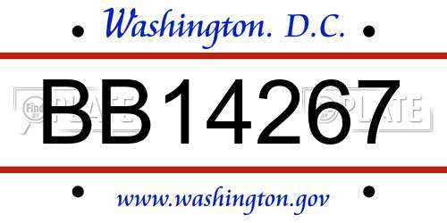BB14267 District Of Columbia License Plate