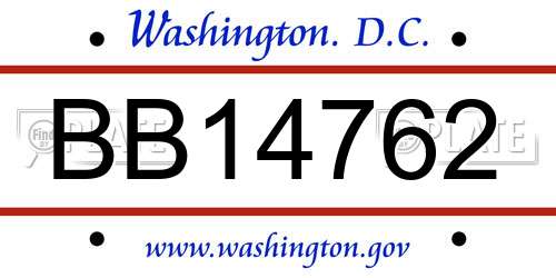 BB14762 District Of Columbia License Plate