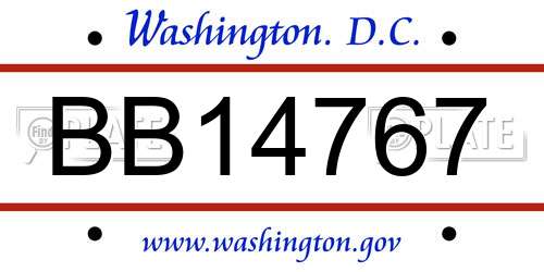 BB14767 District Of Columbia License Plate
