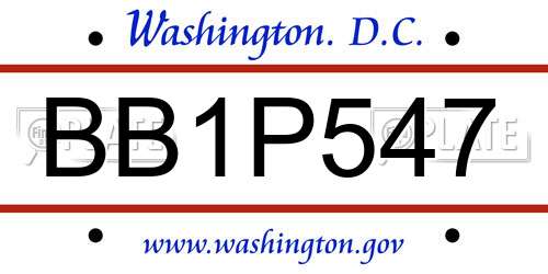 BB1P547 District Of Columbia License Plate
