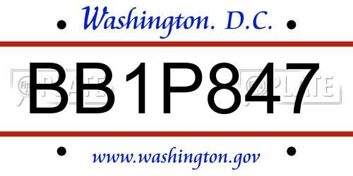 BB1P847 District Of Columbia License Plate